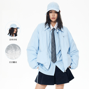 REVAN芮范清新蓝色棒球帽鹅绒羽绒服RL90501518