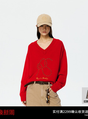 【马上红系列】REVAN芮范温暖感金红双色珠子绣花毛衣RK10601229