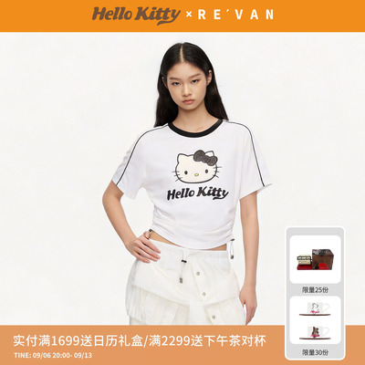 【双生系列】REVAN芮范变色HelloKitty抽绳白色短袖T恤RK31001050