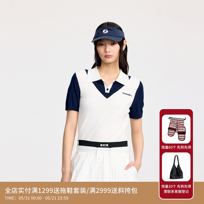 REVAN芮范设计师款网球运动风POLO领毛衫RL30601074
