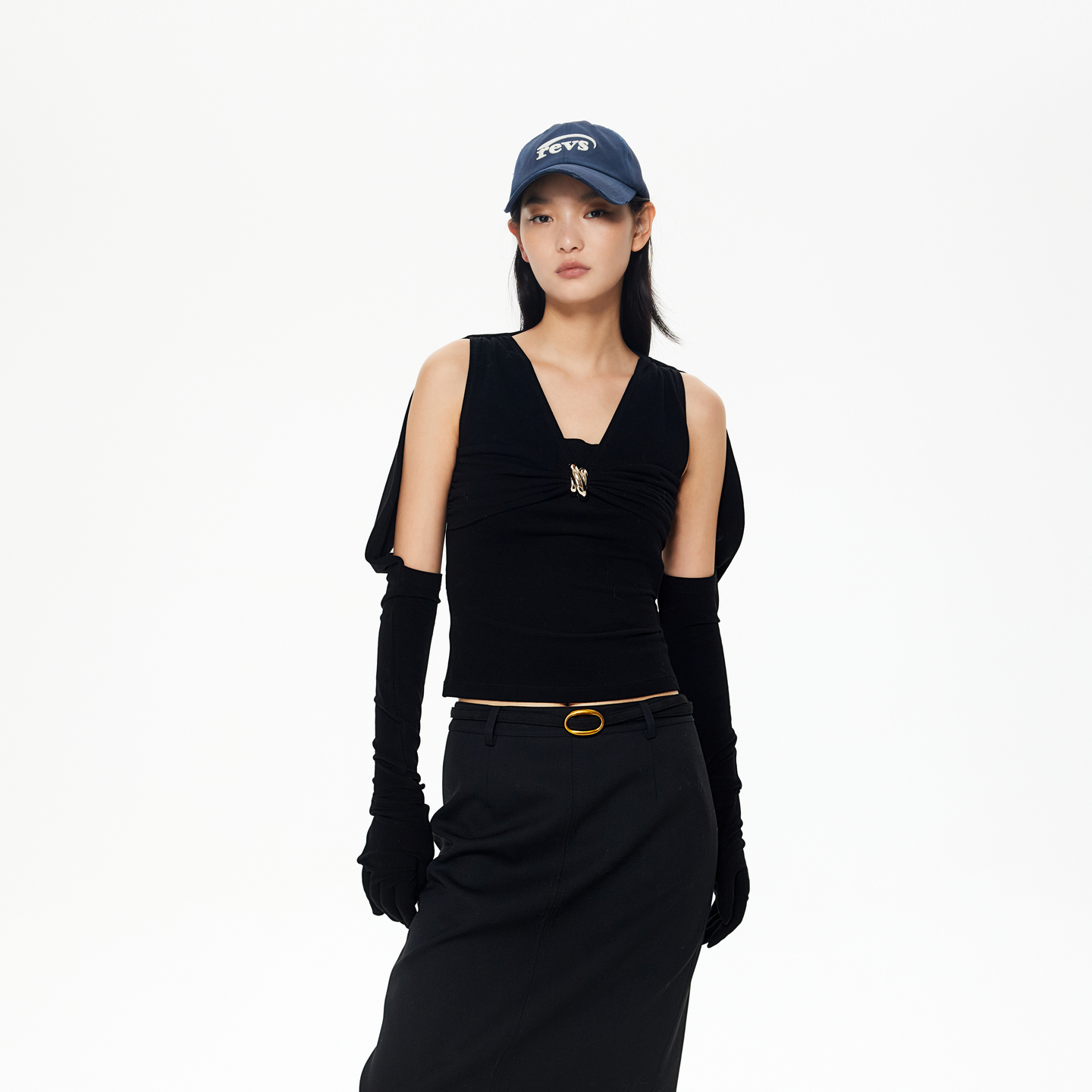 REVAN芮范设计师款露背扭结手套袖单衣RL90801235