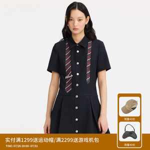 REVAN芮范设计师款摩登领带印花连衣裙RL11101111