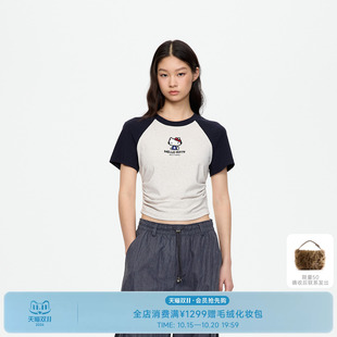 【阚清子同款】REVAN芮范拼豆HelloKitty拼色抽褶T恤RK71001079