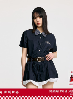 REVAN芮范设计师款质感短袖衬衫连衣裙RL31101518