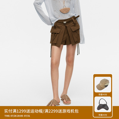 REVAN芮范设计师款百搭抽绳深棕工装口袋短裤RK31306161