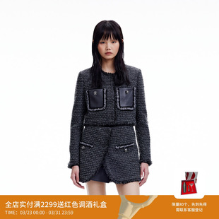 REVAN芮范设计师款 花纱拼皮外套RN90105258 甜酷短款