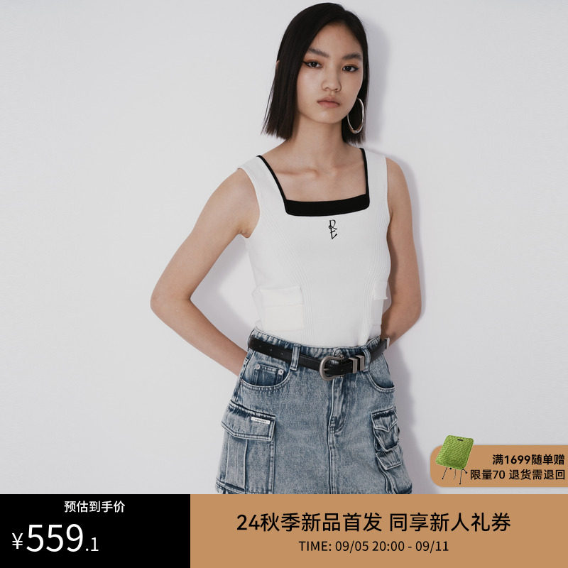 REVAN芮范2024秋季新品设计师款时髦感撞色毛织背心RM71202021