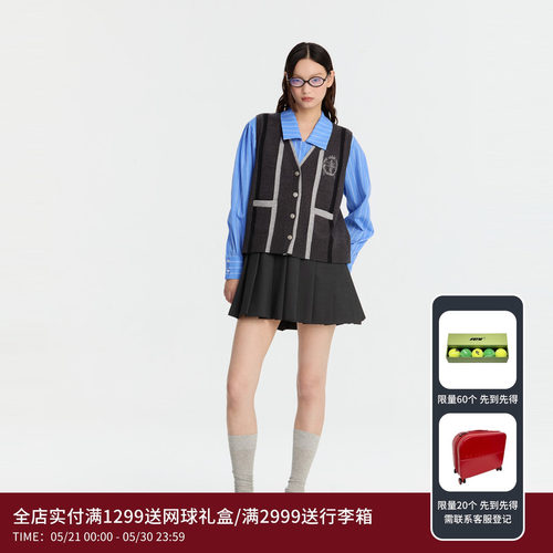 REVAN芮范设计师款学院风条纹拼接连衣裙RM91101144