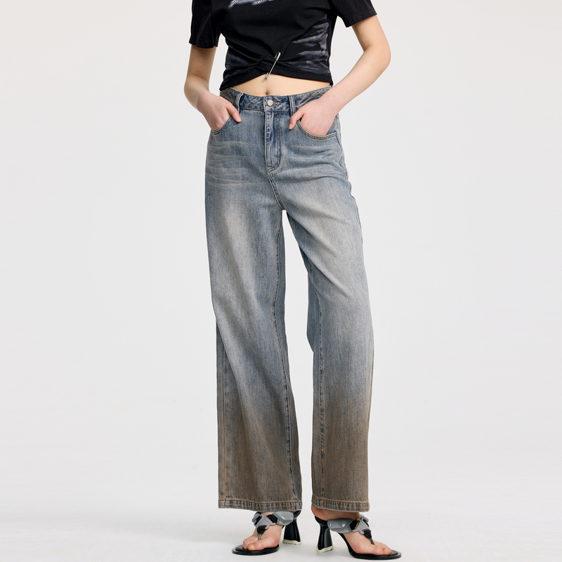 REVAN芮范设计师款泥染渐变做旧牛仔裤RL31302011