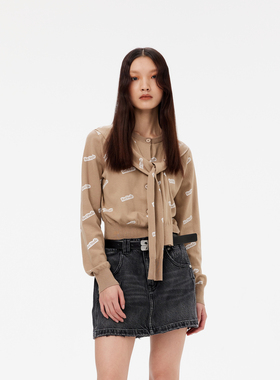 REVAN芮范设计师款高级感印花毛衣短开衫RM10106270