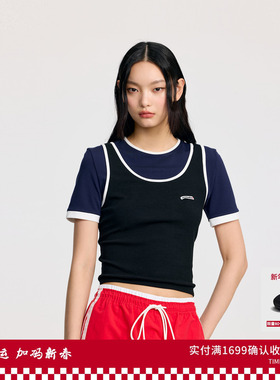 REVAN芮范设计师款混搭叠叠乐假两件T恤RL31001052