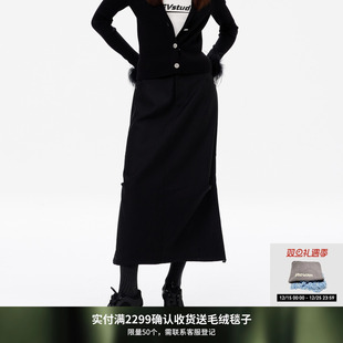 REVAN芮范设计师款 高级感通勤黑色长裙RN91506214