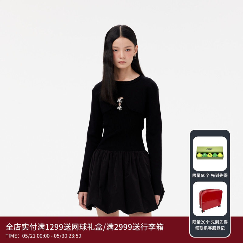 REVAN芮范设计师款复古高级感毛衣连衣裙RM11103121图片