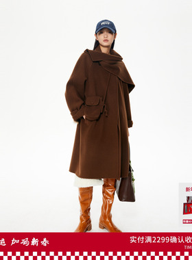 REVAN芮范设计师款巴恩风一体式围巾大衣RL90302525