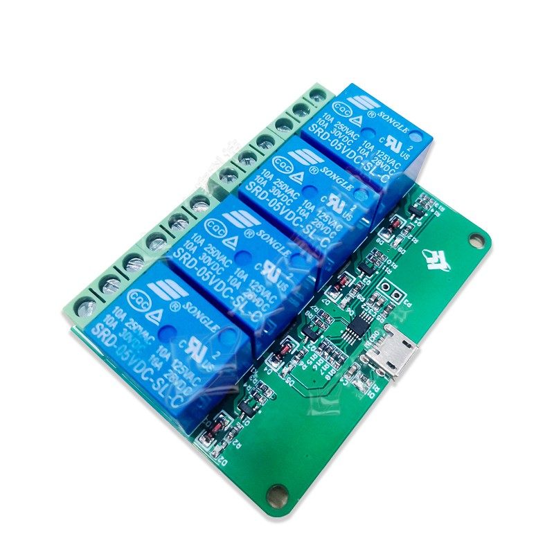 HID免驱USB  4路5V继电器模块 电脑USB控制开关PC智能控制 即插即