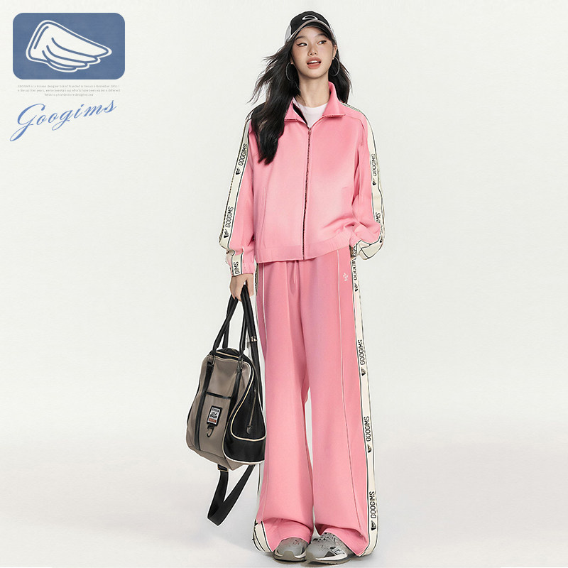 Googims丽丝绒烫钻卫衣男女同款两件潮牌运动休闲情侣款套装