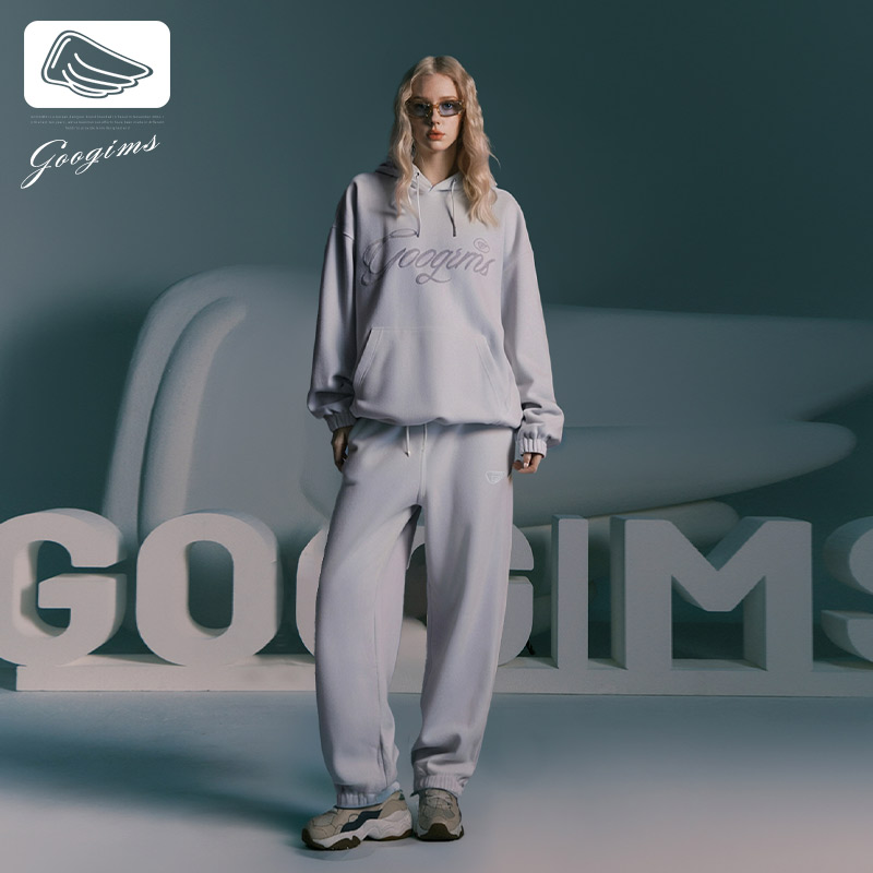 Googims卫衣套装男女同款秋冬两件套摇粒绒潮流情侣运动套装