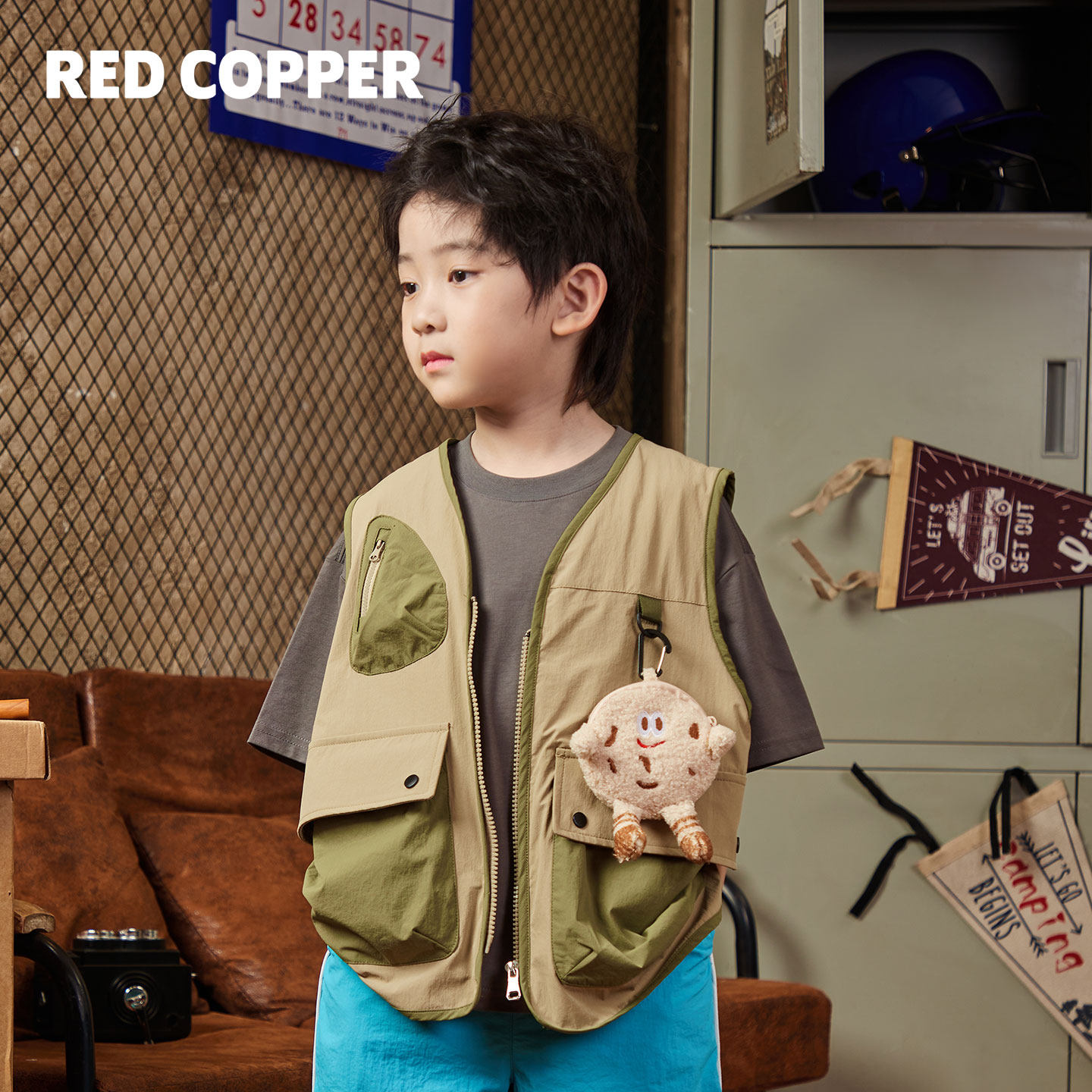 redcopper童装男童2025新款儿童秋季马甲外穿背心中大童工装外套