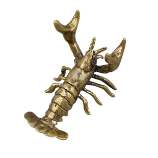 黄铜举重小龙虾创意摆件实心办公茶宠金属笔架桌面装饰水景工艺品