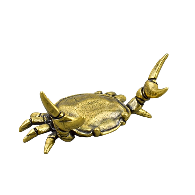 黄铜举重螃蟹摆件新款实心横财将军居家办公茶宠茶桌铜工艺品笔架