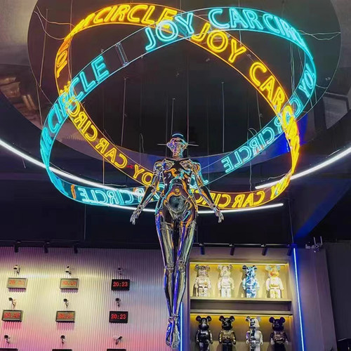 亚克力霓虹灯柚智环形圆形悬挂