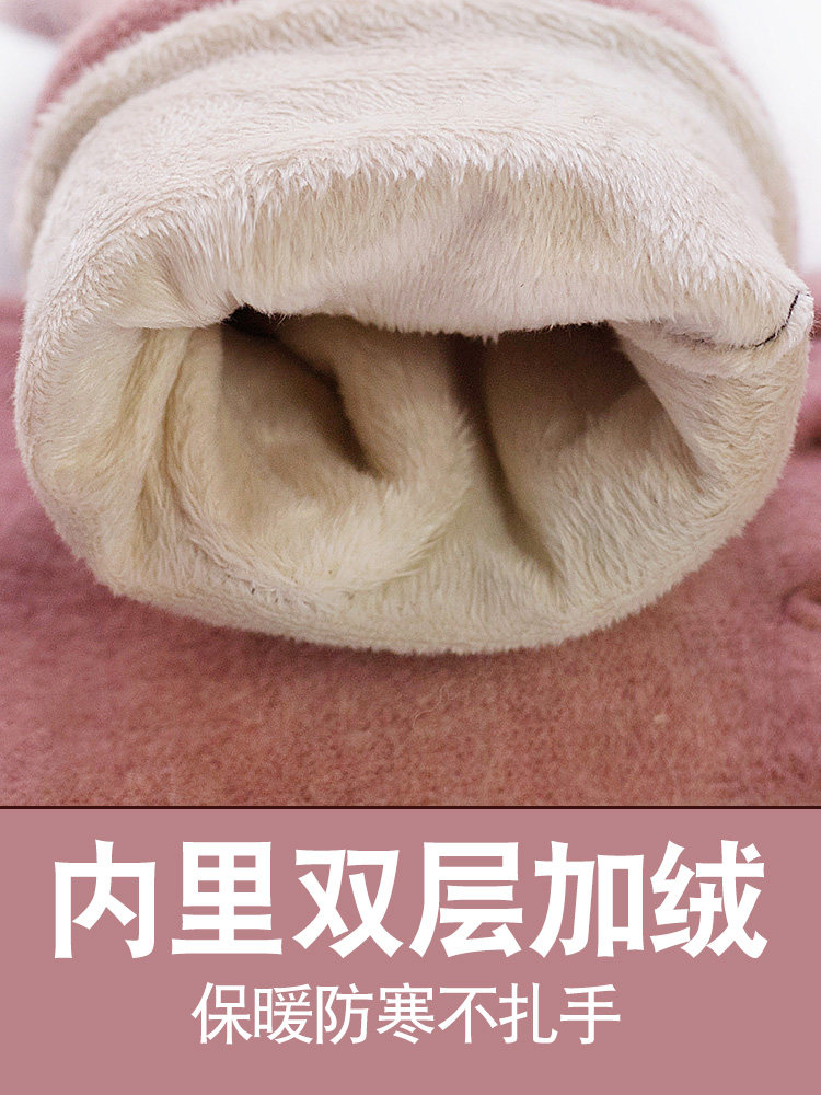 CASHMERE GLOVES FOR LADIES WINTER WARMTH AND VELVET THICKENED TOUCH SCREEN CYCLING KOREAN VERSION VERSATILE WINDPROOF AND COLDPROOF STUDENTS DRIVING