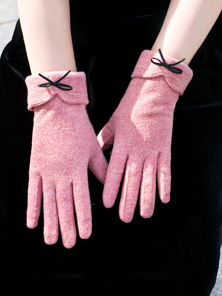 CASHMERE GLOVES FOR LADIES WINTER WARMTH AND VELVET THICKENED TOUCH SCREEN CYCLING KOREAN VERSION VERSATILE WINDPROOF AND COLDPROOF STUDENTS DRIVING