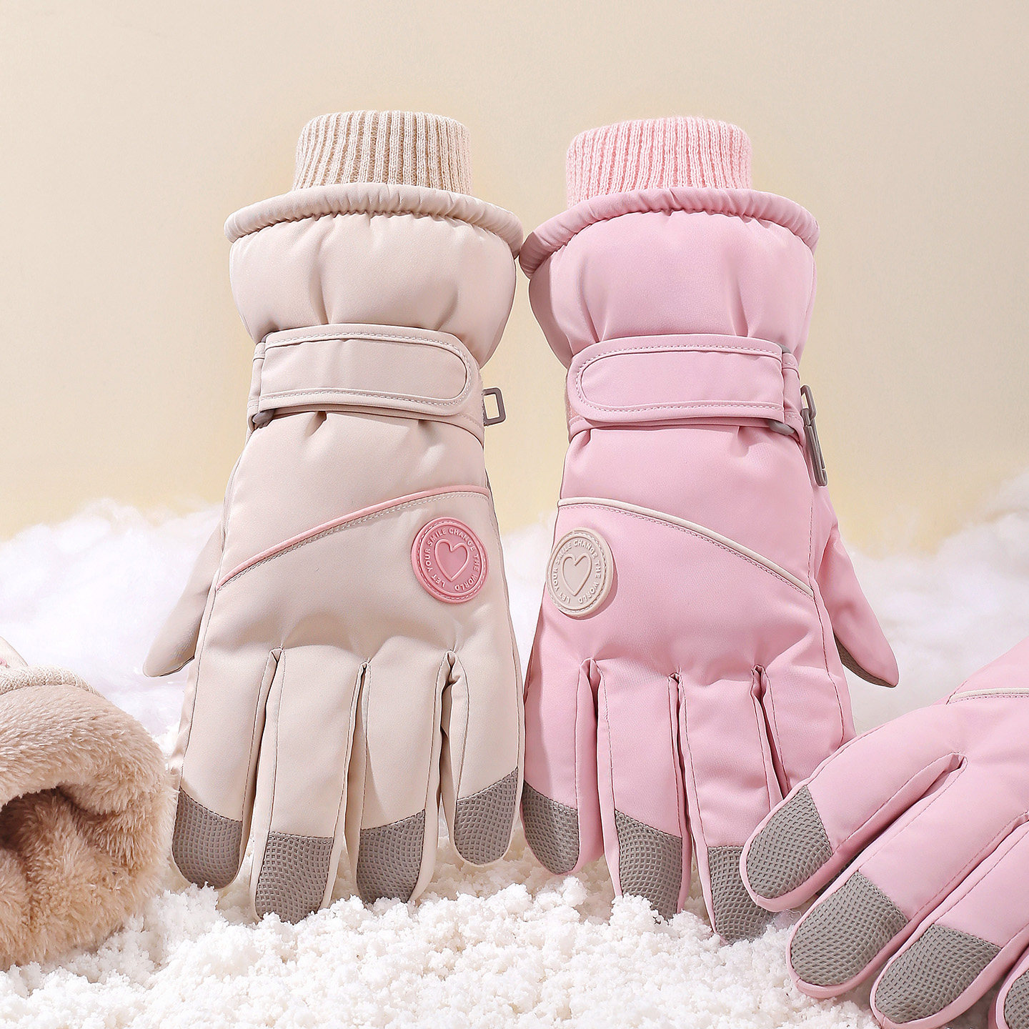 滑雪手套女士冬季保暖加绒加厚户外运动登山骑车防滑触屏防风防寒