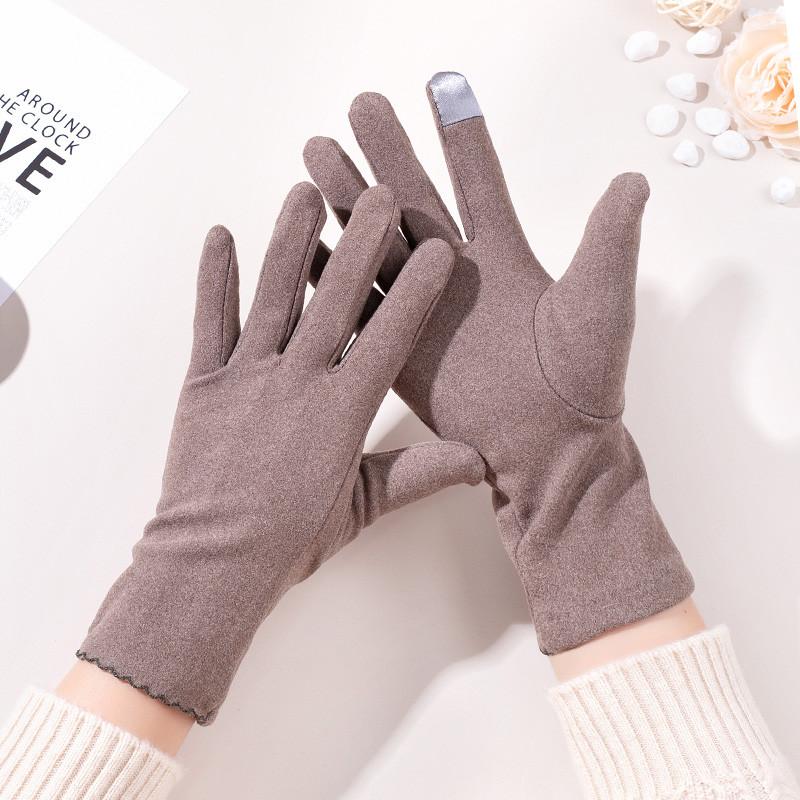 女士德绒秋冬薄款手套