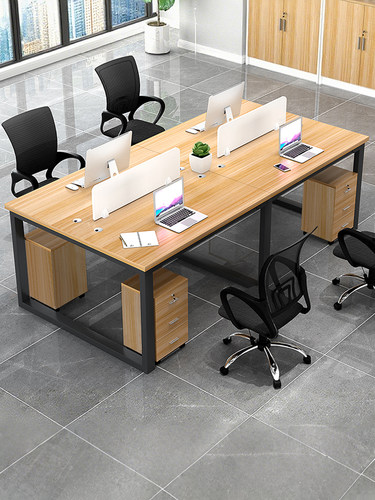 现代简约员工办公桌四人位办公桌子六人位办公室职员屏风家具组合