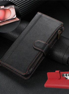 s23fe case适用三星S24 Ultra手机壳卡包samsung s23+ wallet腕带钱包斜挎皮质galaxy s24 plus phone cover