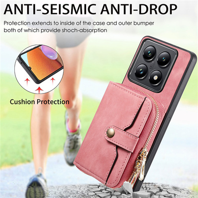 小米mi14T拉链卡包斜挎后壳皮套