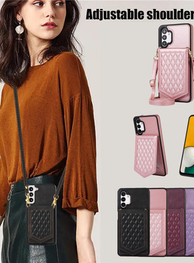 a13 cover适用samsung三星M13 5G wallet case手机壳a13 4g插卡包A04s皮夹新款斜挎放卡rfid壳直播支架手機套
