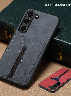 s24 ultra case适用samsung s23+手机壳背后放卡s23fe三星s24plus手機殼创意插卡note20uitra皮质外壳cover