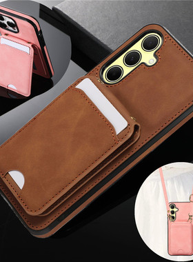 a34 case适用三星A55手机壳a14卡包samsung a25 5G斜跨背带a54三星a35手機殼背後咭a15卡夹防摔a13電話cover