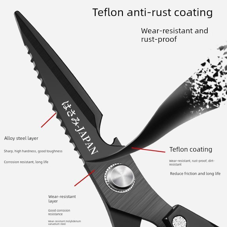 日本Sk5厨房剪刀家用黑钛不锈钢多功能剪鸡骨、鱼专用进口剪刀