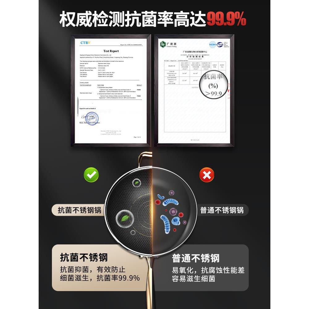 一世一屋无涂层316不锈钢炒锅不粘锅燃气灶电磁炉家用不沾炒菜锅