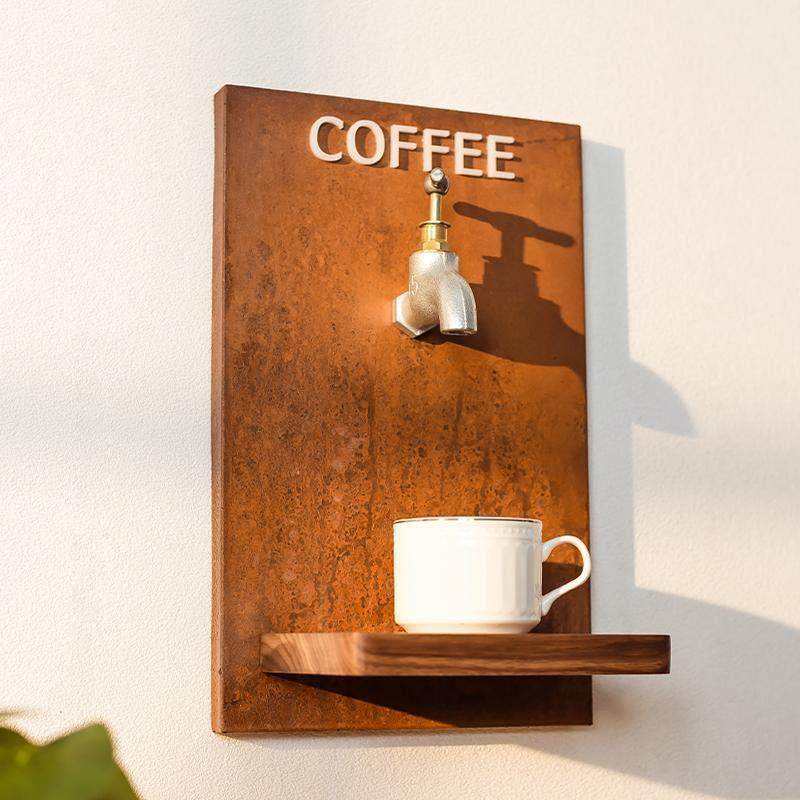 咖啡店铺装饰趣味氛围布置出咖口网红打卡ins风创意拍照区背景墙