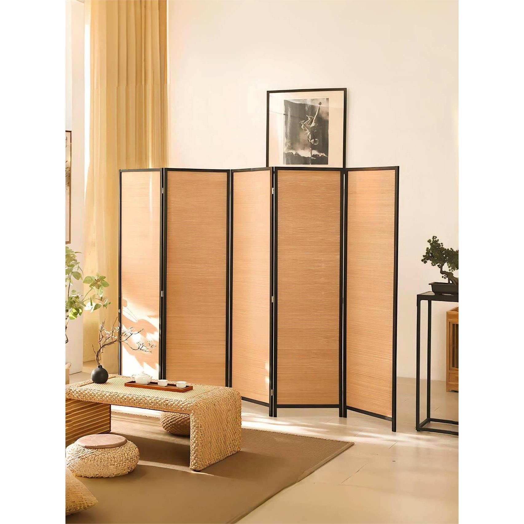 中式竹子屏风隔断墙客厅折叠移动卧室实木遮挡现代简约办公室家用