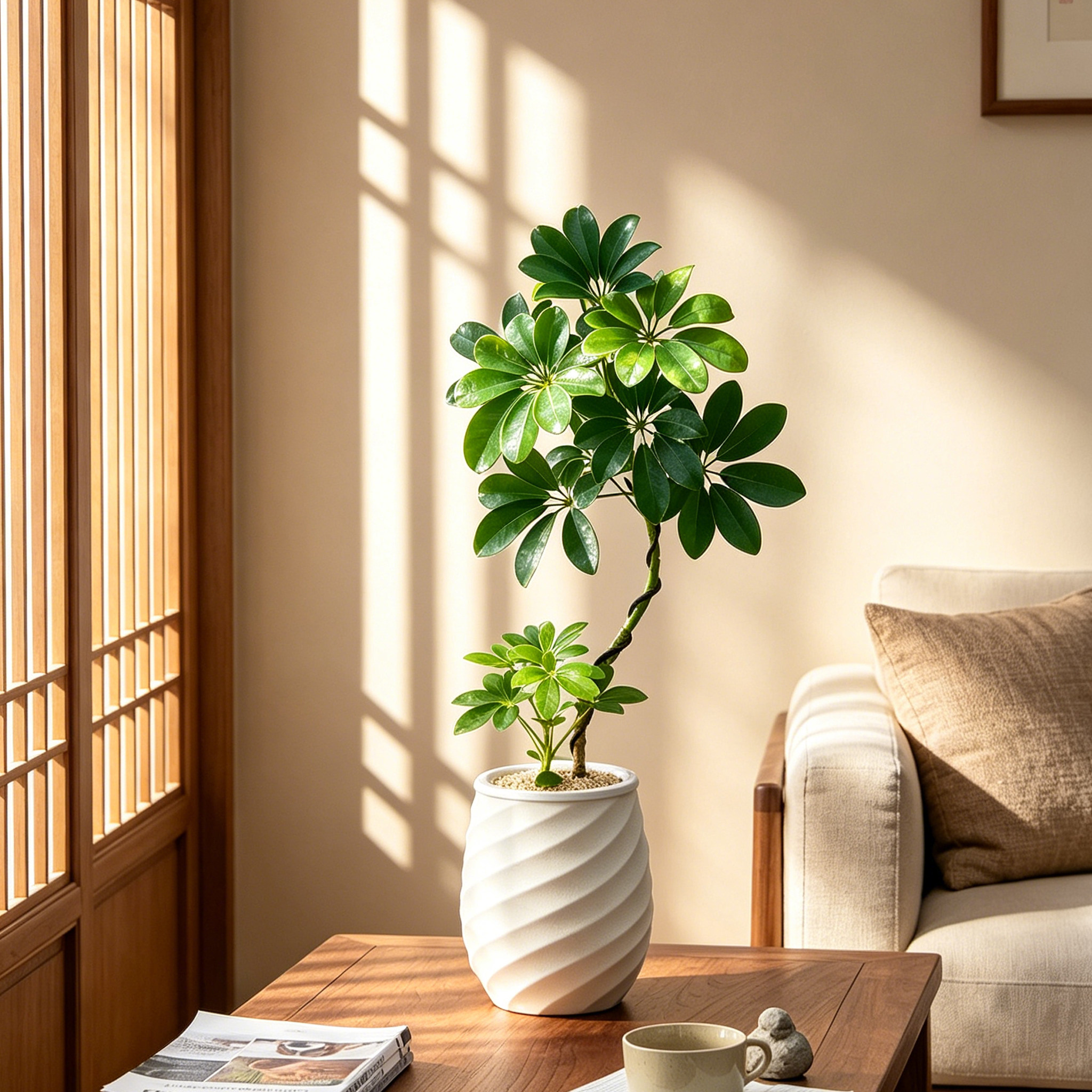 鸭脚木八方来财桌面绿植常青招财