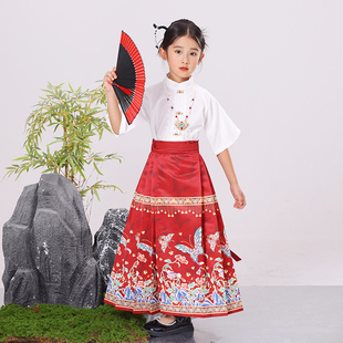 儿童马面裙女童2024新款秋冬季演出合唱中国风唐装新中式汉服套装