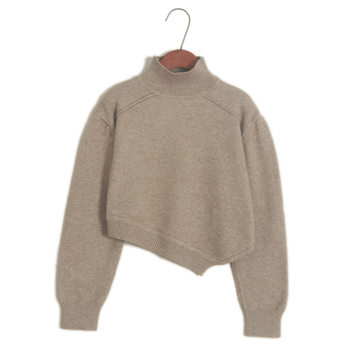 高领毛衣宽松短款不规则纯色