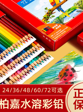 德国辉柏嘉油性彩铅72色城堡款36色48色鹦鹉水溶彩色铅笔手绘专业学生用初学者绘画红辉柏嘉水溶性彩铅套装