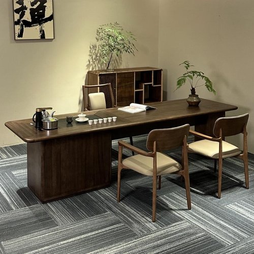 新中式北美黑胡桃木茶桌椅组合