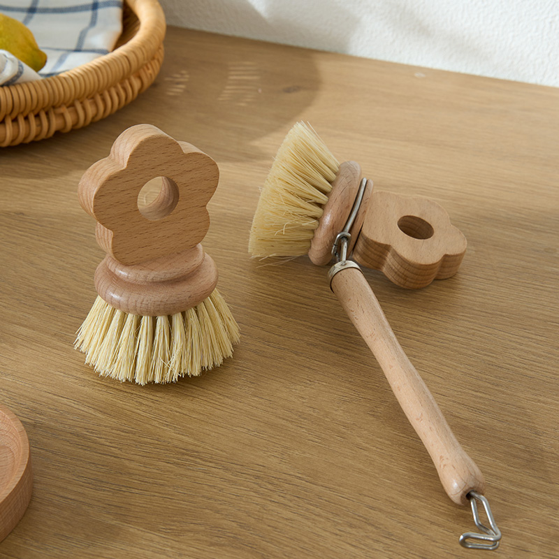 厨房清洁刷木柄剑麻榉木洗锅刷洗碗碟刷灶台实木刷子去污刷锅神器