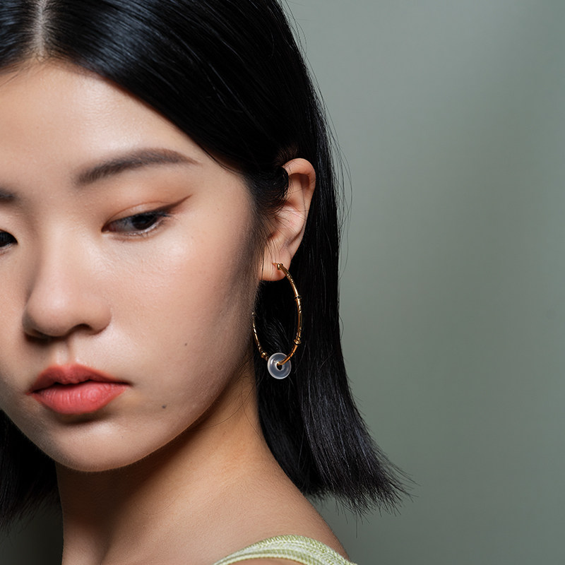 良渚博物院翡拉拉联名耳环玉璧耳饰时尚轻奢气质女七夕情人节礼物