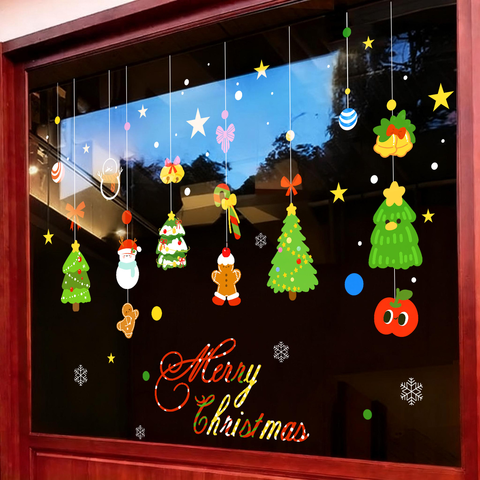 圣诞节装饰布置静电玻璃门贴纸