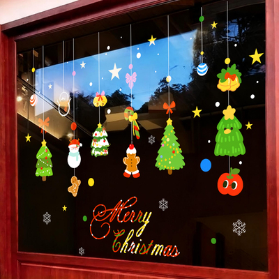 圣诞节装饰布置静电玻璃门贴纸