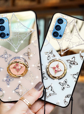 opporeno45g手机壳挂绳女opopreno4pro保护壳硅胶ins风oppreno45G版全包边防摔reno4por外壳网红PDPM00硬壳钻