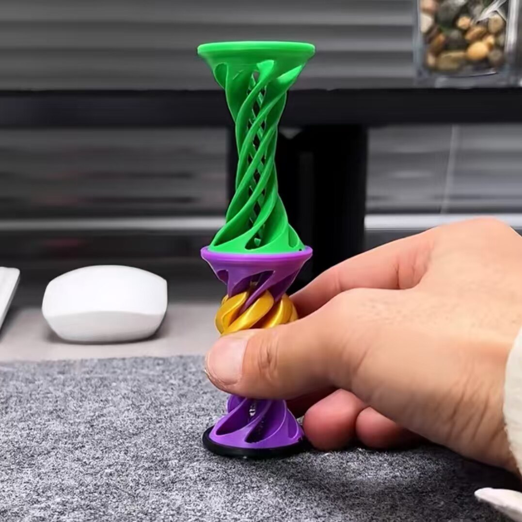 新款彩色螺旋发射弹射玩具螺旋塔玩具娱乐休闲解压玩具创意3D打印